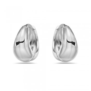 Sterling Silver EARRING PLAIN 12.5MM HUGGIE WIDER ON BOTTOM-2S-7311E