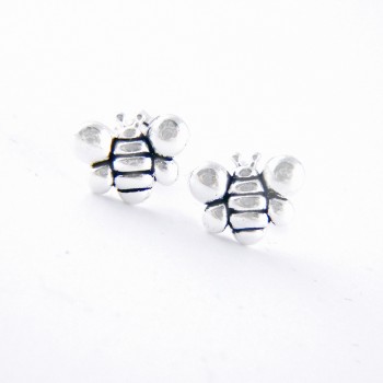 Sterling Silver EARRING STUD HONEY BEE OXIDIZED-2S-7317EX