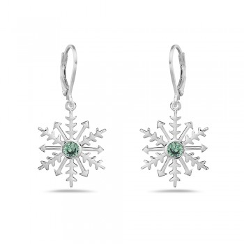 Sterling Silver EARRING BLUE TOPAS(SKY) SNOWFLAKE SHAPE LEVERBA