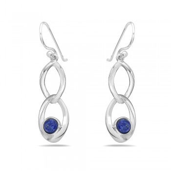 Sterling Silver EARRING DANGLE DOUBLE TWIST HOOP DROPS WITH GEN