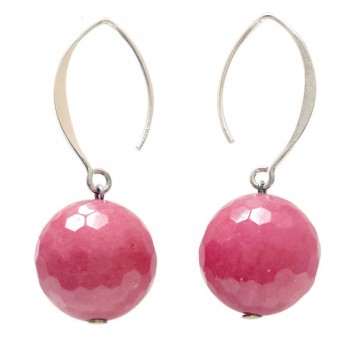 Sterling Silver Earring Small Almond Hook 16 mm Mauve Rose