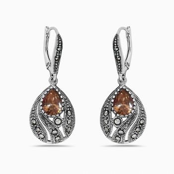 MS EARRING PUFFY OPEN MS TEARDROP WITH CHAMPAGNE C