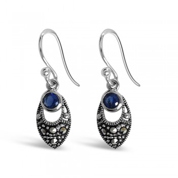 MS EARRING MARQUIS ROUND TANZANITE GLASS TOP
