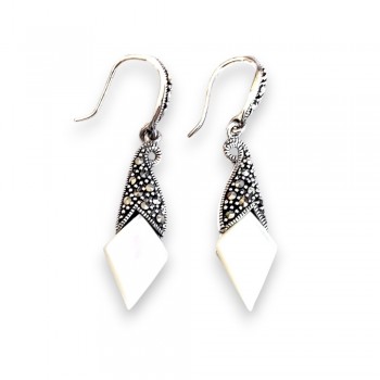 Marcasite EARRING DNAGLE FLOWER MARCASITE CAP DIAMOND SHA-2M-2757M