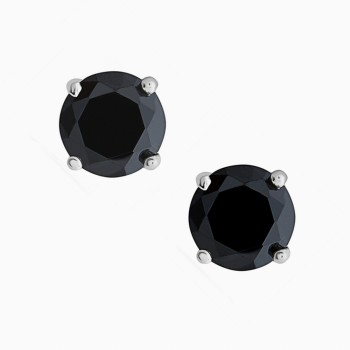 Sterling Silver EARRING BLACK 9MM ROUND STUD
