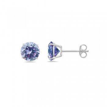 Sterling Silver Earring Lvndr Cubic Zirconia Round 4Mm Stud