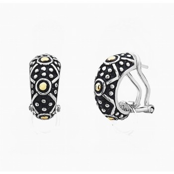 Sterling Silver EARRING OXIDIZED HOOP W/ OMEGA BACK