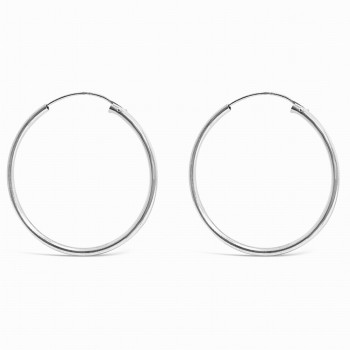 Sterling Silver EARRING 65 MM PLAIN ROUND HOOP 2MM LINE