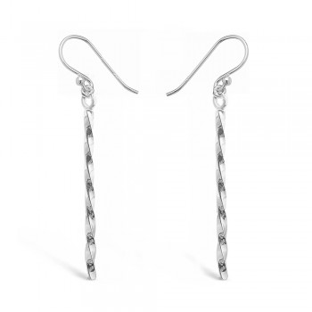 Sterling Silver Earg 30Mm Twisted Stick W/ French Wire