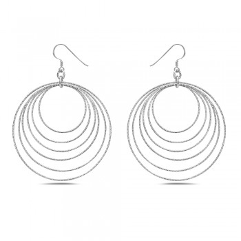 Sterling Silver Earring 7 Layers Circles Big Dangle