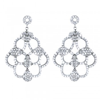 Sterling Silver Earring with 32mm Plate with Clear Cubic Zirconia and Post