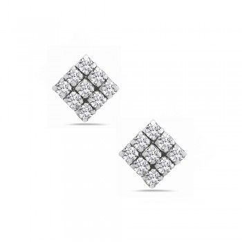 Sterling Silver Earring Checker Box 9 Clear Cy