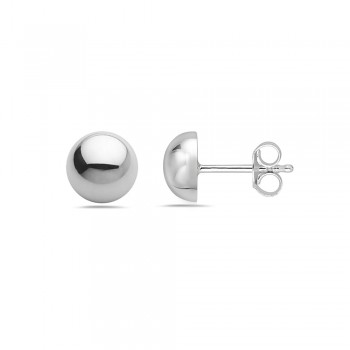Sterling Silver EARRING PLAIN 6MM HEMISPHERE STUD**EC