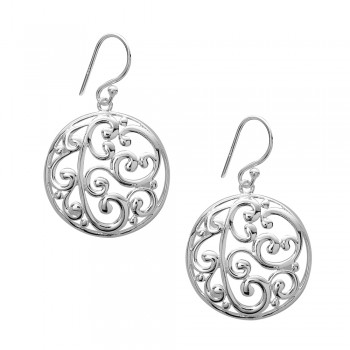 Sterling Silver Earring Open Swirls in A Lil Dome Open Circle