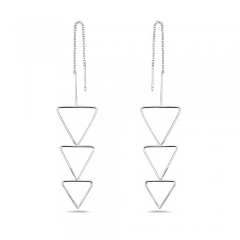 Sterling Silver Earring Threader Triple Tirangle Line Drop