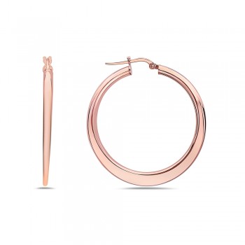 Sterling Silver EARRING HOOP WIDER AT THE BOTTOM-ROSEGOLD PLATE