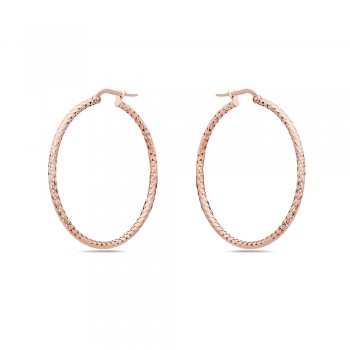 Diamond Hammered Rose Gold Hoop Earrings