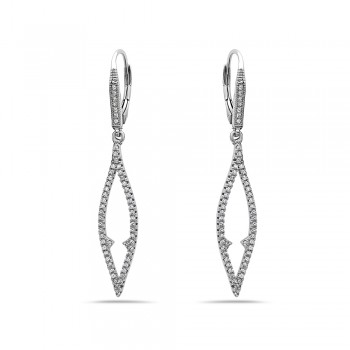 Sterling Silver EARRING CLEAR CZ HUGGIE TOP LONG MARQUISE CZ LI