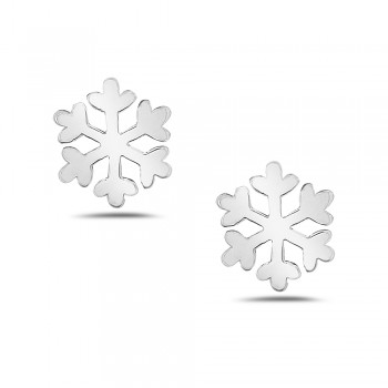 Sterling Silver EARRING PLAIN SNOWFLAKE STUD