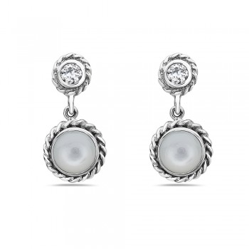Roped Round Mother of Pearl Earrings