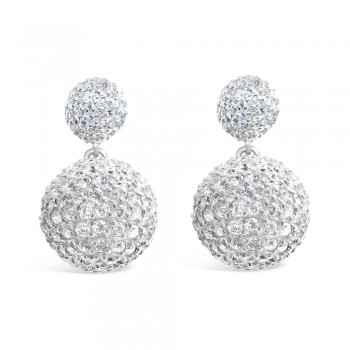 Clear Fireball Sphere Droplet Earrings