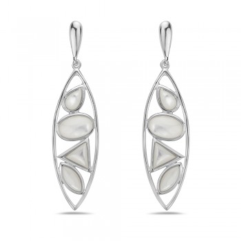 Sterling Silver EARRING DANGLE 4 SHAPES OF MOTHER OF PEARL 2S-7388M