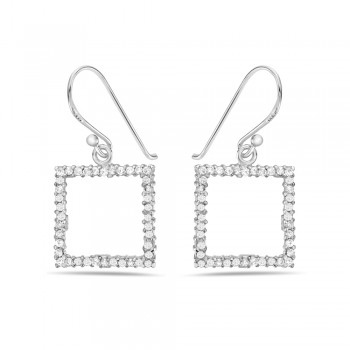 STERLING SILVER CZ SQUARE LINE DROP EARRING 2S-7396CL