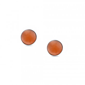 Sterling Silver Round Carnelian Stud Earring 2S-7476ORA