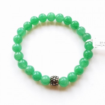 Marcasite Bracelet Marcastie Slider 8.5 Mm With Green Agate