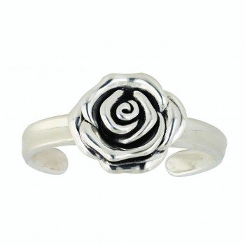 Sterling Silver Bangle 36X33mm Plain Rose with Oxidized Inner Peta