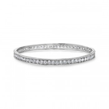 Sterling Silver Bracelet Channel Setting with Clear Cubic Zirconia Grainy Edge