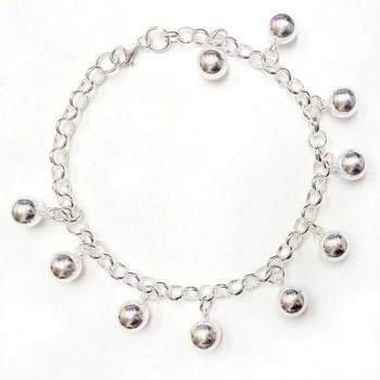 Sterling Silver Bracelet Silver Ball Charms