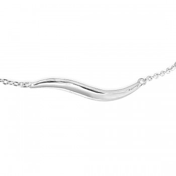Sterling Silver Plain Bracelet Pasley With Chain-Rhodium