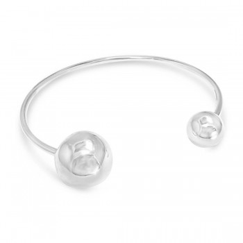 Sterling Silver Bangle Open Balls At Tip Small And Big