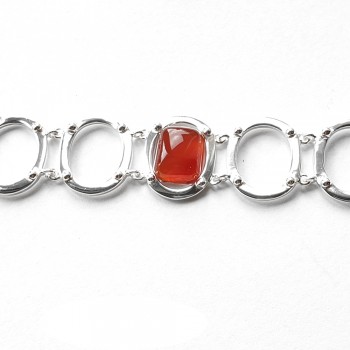 Carnelian Oval Chain Link Bracelet