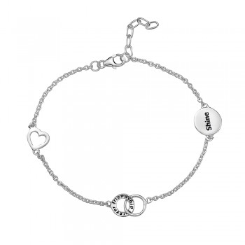 Sterling Silver BRACELET PLAIN "FRIENDSHIP FOREVER" CIRCLE LINK