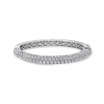 Sterling Silver Bracelet Pave Clear Cubic Zirconia All Around Bangle