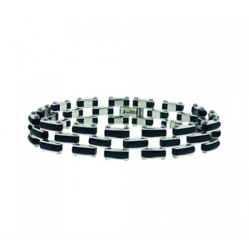 Stainless Steel Bracelet Rubber W/Steel Side