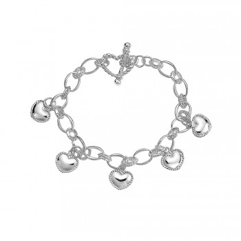 Sterling Silver Bracelet 5 Plain Silver Heart Charm