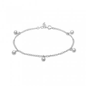 Sterling Silver BRACELET BEADS STATION 7+1 INCHES