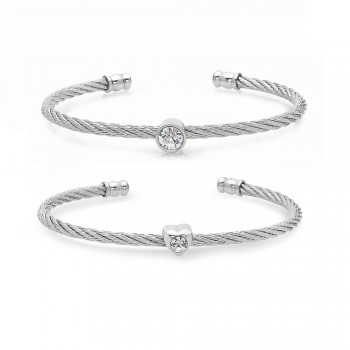S Steel Round Heart Single Crystal Duo Set