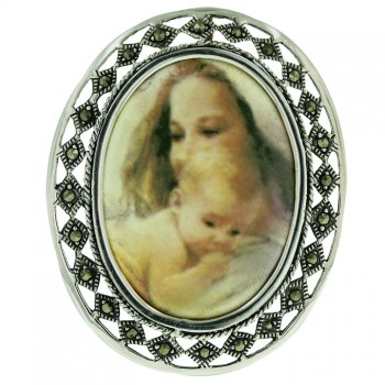 Marcasite Pin+Pendant Oval 30X40 Cameo