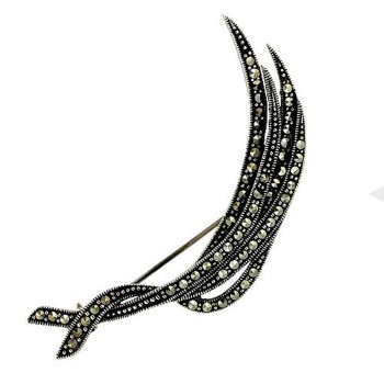 Marcasite Pin Multicolor Twisted Line