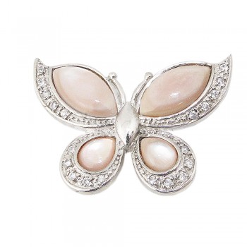 Sterling Silver Pin Pink Mother of Pearl Butterfly