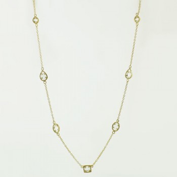 Brass Necklace 36 Inch Chain With 17Pcs Mix Shape