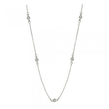 Brass Necklace 24'' 11 Station 4Mm Clear Cz, Clear