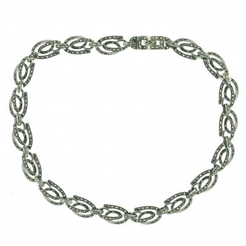 Marcasite Necklace 16 in Open Round Twisted Oxidized Rope