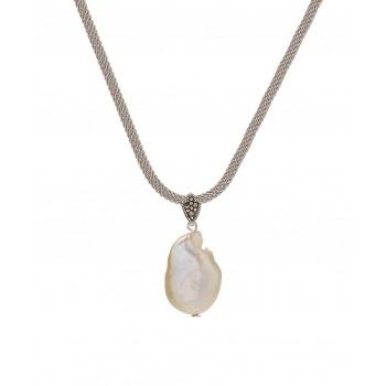 Marcasite Necklace Baroque Pearl Drop Marcasite Bail With