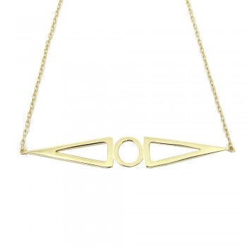 STERLING SILVER NECKLACE TRIANGLE & CIRCLE GEOMETRICAL SHAPED_GD