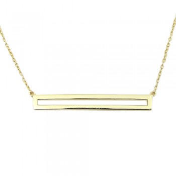 STERLING SILVER NECKLACE PLAIN OPEN 36*5MM RECTANGLE **GOLD